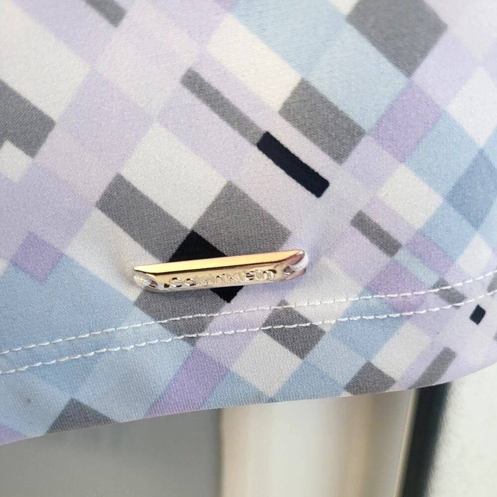 Calvin Klein Pastel Blue, Purple and B&W Geo Print Short Sleeve Shirt - PM - Picture 3 of 5